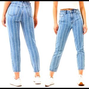 PacSun Light Blue Wash White Striped Mom Jeans Size 23